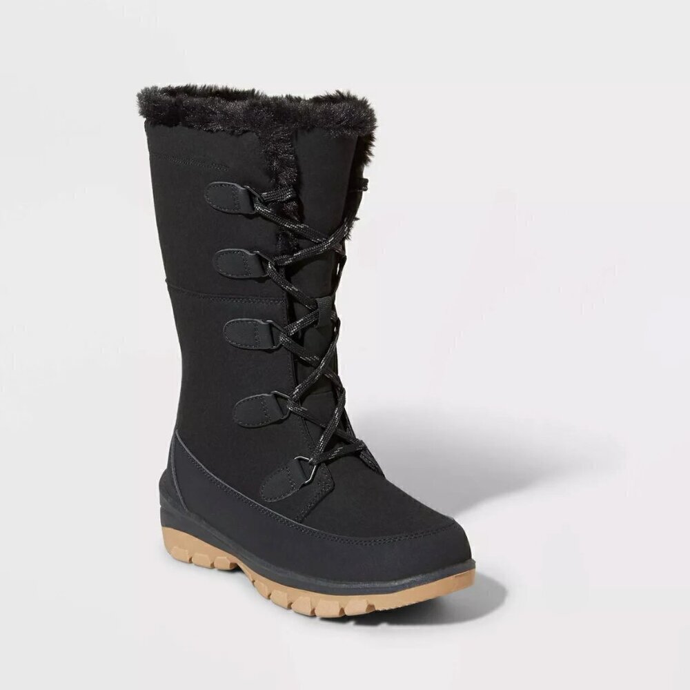 Universal Thread Jet Black Women's Carla Tall Winter Boots